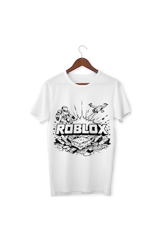 Alpşan Ticaret Roblox Tişört Çocuk T-shirt Roblox Yetişkin Unisex Tişört Beyaz