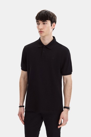 Backandbond Siyah Regular Fit Örme Polo Yaka Tişört