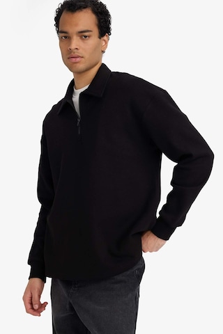 Defacto Boxy Fit Polo Yaka Yarım Fermuarlı Pike Sweatshirt G6471ax25wnbk81 Siyah-bk81