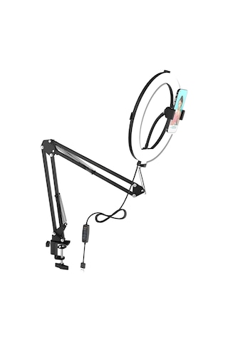 10 İnç Ring Light Masaüstü Kelepçeli Kol / 3 Işık Modu, 10 Parlaklık Seviyesi, Usb Güçlü Led Canlı Yayın Iş