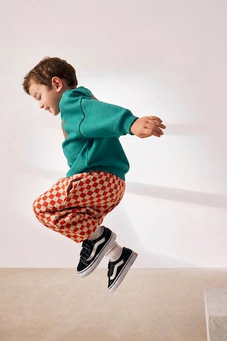 Babymod Erkek Çocuk Sweatshirt Turuncu Dama Desenli Pantolon İkili 3 İplik Altüst Takım Yeşil