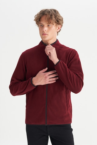 Wrangler Regular Fit Normal Kesim Dik Yaka Fermuarlı Bordo Polar Ceket Wine