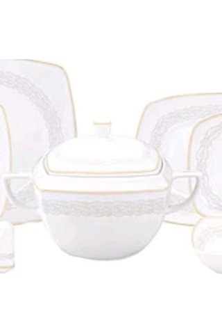 Bernardo Ceria 57 Parça Kare Yemek Takımı Beyaz