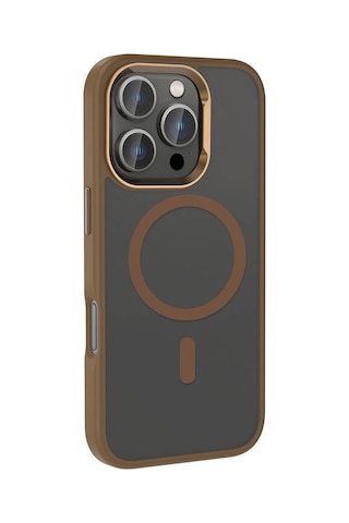 İphone Uyumlu 16 Pro Max Kılıf Magsafe Şarj Özellikli Parlak Kamera Çerçeveli Zore Kost Kapak-siyah