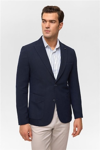 Lacivert Slim Desenli Mono Yaka 6 Drop Ceket Lacivert