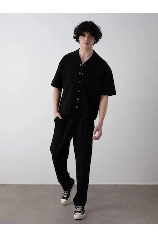 Erkek Çocuk Oversize Gömlek Pantolon Takım-15540 Siyah