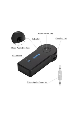 Lexroo Mikrofonlu Bluetooth Ses Alıcı Araç Ve Hoparlör İçin Aux Girişli Kablosuz Dönüştürücü Kiti