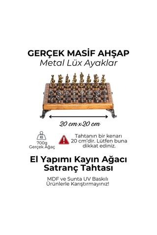 Mc59 Bizans Figürlü El Yapımı Metal Satranç Takımı Kayın Ağacı Satranç Tahtası - Lüks Hediyelik