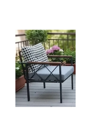 Safir 1'li Kaz Ayağı Kırlent Bahçe,balkon,cafe Teras Mobilyası,çay Seti,koltuk Takımı,ofis Mobilyası Gri
