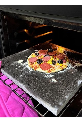 Bazalt Pizza, Fırın Taşı, Ekmek, Mangal Taşı 30 30 Cm Doğal Bazalt Pişirme Taşı