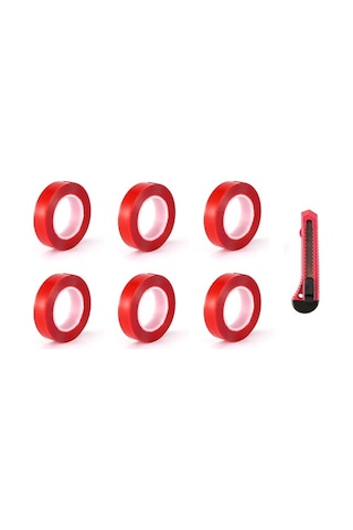 6 Adet 18 MM X 2mt Vhb Akrilik Silikon Kırmızı Şeffaf Çift Tara .