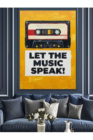 Kaset Çalar Müzik Posteri Dekoratif Kanvas - Mdf Ahşap Tablo