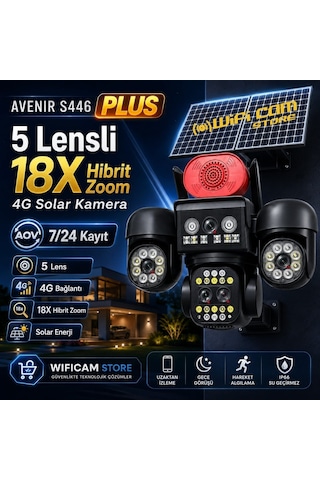 Avenir S446 Plus 3mp 5 Lens 6 Motor 18x Zoom 4g Solar Kamera