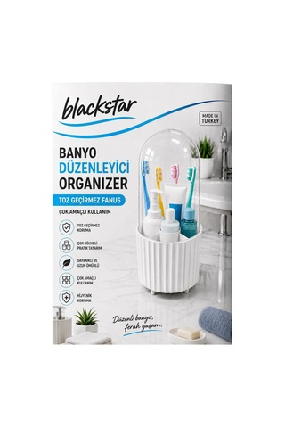 Galeriyo Şeffaf Kapaklı Banyo Düzenleyici Organizer Beyaz