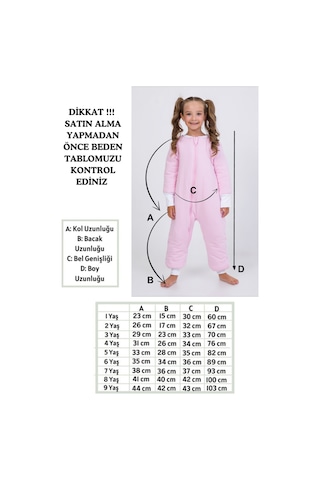 Cantoy Kalın Elyaf Dolgulu Premium Kalite 2.5 Tog Desenli Unisex Çocuk Uyku Tulumu Şeker Pembe