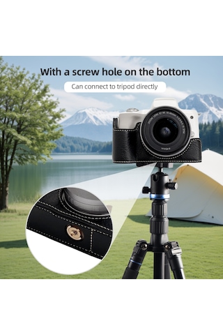 Monyee Eos M50/m50 Iı/m5 İçin Özel Tasarım Su Bufalo Desenli Kamera Kılıfı Ve Omuz Askısı Siyah