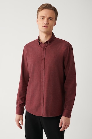 Avva Erkek Bordo Düğmeli Yaka Balıksırtı Flanel Regular Fit Gömlek B002033 Bordo