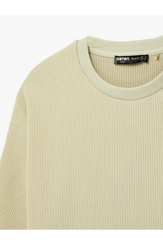 Koton Kısa Kollu Bisiklet Yaka Pamuklu Basic Oversize Tişört Haki 6sam10279mk Haki