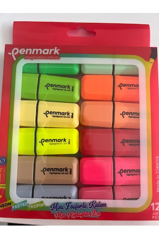 Penmark 12'li Fosforlu Kalem Seti Çok Renkli Penmark 12'li Fosforlu Kalem Seti Çok Renkli