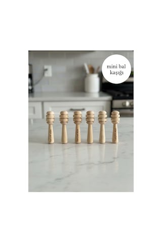 Kamptek Ahşap Mini Kalın Bal Kaşığı 6 Adet Paketli 6 Cm Sarı