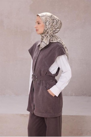 Belli Tivil Saf İpek Eşarp 4222 - 84 Krem Soyut Desen Krem