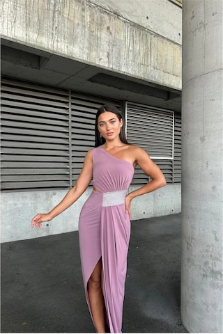 Bezos Sandy Kumaş Omuz Kesim Abiye Tek Balık Elbise Renk: Pembe Beden: Xl Hb006