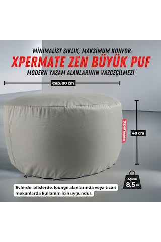 Xpermate Zen Puf Bench Fermuarlı Puf Koltuk 80x40 Antrasit