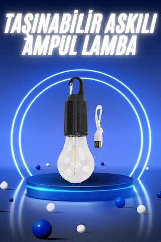 Taşınabilir Şarjlı Led Ampul Askılı Lamba Kamp Bahçe Lambası Diğer