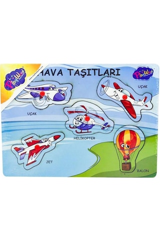Playwood Ahşap Tutmalı Hava Araçları Puzzle