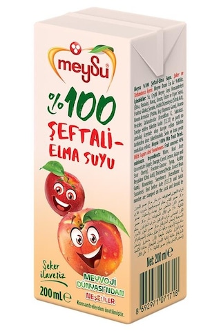 Meysu %100 Şeftali Elma Suyu 200 Ml X 27 Adet