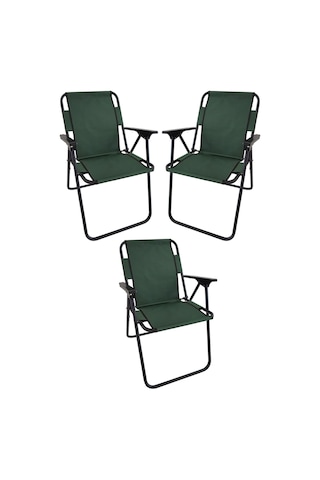 Bofigo 3 Adet Kamp Sandalyesi Katlanır Sandalye Piknik Sandalyesi Plaj Sandalyesi Yeşil