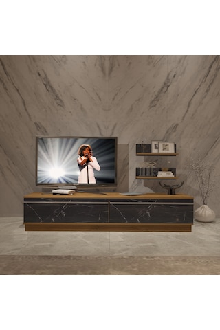 Decoraktiv Eko 4b Mdf Std Tv Ünitesi Tv Sehpası Pera - Siyah Mermer