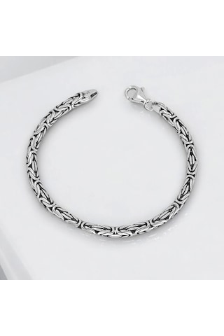 İpek Silver 925 Ayar Gümüş Kare Bileklik 6 Mm