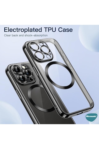 Microsonic Samsung Galaxy Uyumlu A37 Kılıf Magsafe Luxury Electroplate Siyah -