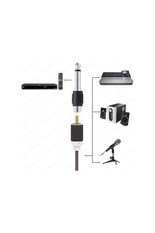 6.35mm 1/4" Mono Fiş Erkek - RCA Dişi Ses Jakı Dönüştürücü Adaptö