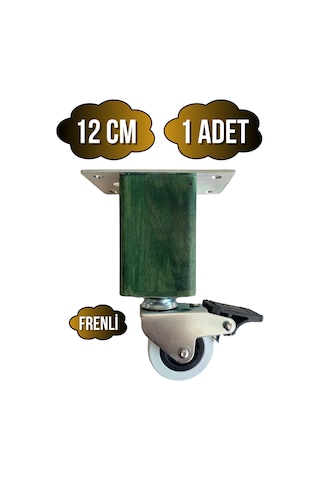Kale Ahşap Tekerli Ayak Mobilya Masa Ve Dolap Tekerli Ayağı Frenli 12cm Yeşil 1 Adet Kayın Yeşil