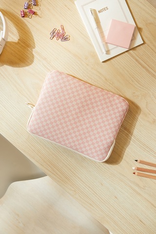Ocean Home Textile Su İtici Leke Tutmaz Pembe Dama Desen Tablet Taşıma Çantası / Kılıfı 27 X 21 X 2 Cm Tablet Kılıfı