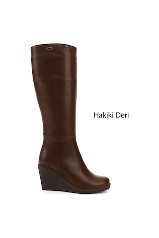 Gönderir Kadın Kahve Antik Fermuarlı Dolgu Topuklu Hakiki Deri Çizme Gkzc13444587 Kahverengi