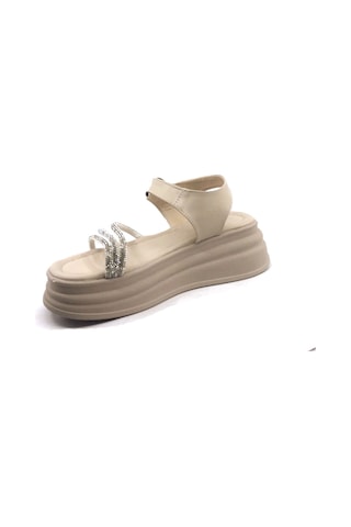 Ayakkabımood Cc 318 Ten Taşlı Bayan Sandalet Ayakkabı Ten Rengi