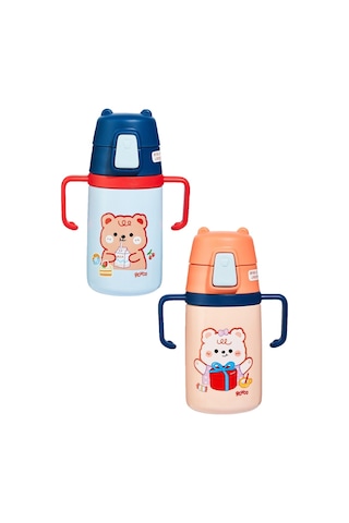 Rovco Çocuk Boyun Askılı Pipetli Paslanmaz Çelik Termos 400 Ml