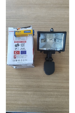 G-lobal K-endal 150w Hareket Sensörlü Halojen Projektör Siyah Dış Mekan Aydınlatma + Pelux Ampul Dah