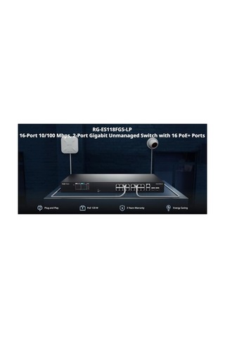 Ruıjıe Reyee Rg-es118fgs-lp 18 Port, 16 Port Megabit Poe, 120w, 2 Port Gigabit Combo, Switch Me