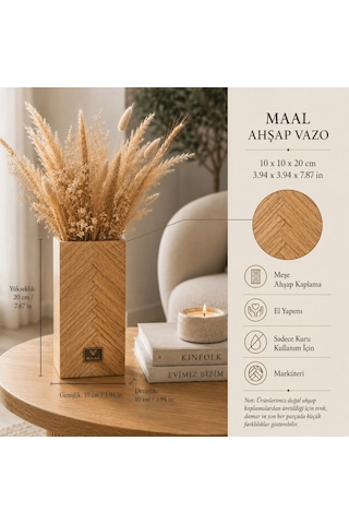 Maal Meşe Collection Dekoratif Ahşap Vazo