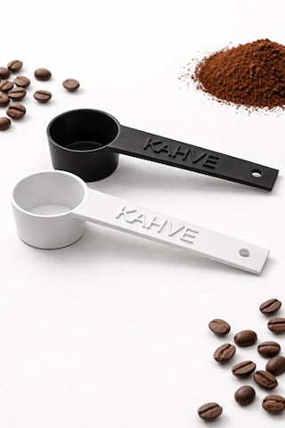 Kahve Yazılı Kahve Ölçü Kaşığı 2 Adet Espresso & Filtre Kahve Set-renk Seçenekli Beyaz - Siyah