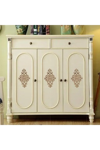 Pazly Avrupa Tarzı Ahşap Oyma Aplike Kapı Dolap Dekorasyonu 40x20cm Ahşap