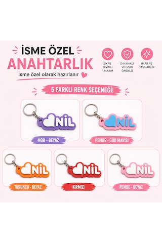 Dual 3d İsme Özel Kalpli Anahtarlık Çanta Süsü Kişiye Özel İsimli Kalp Tasarımlı Çanta İsmliği Beyaz