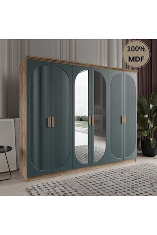 Soho 6 Kapak Mdf Gardırop Yeşil