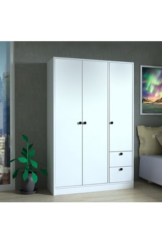 k-anm 3 Kapaklı 2 Çekmeceli 110 Cm Gardırop