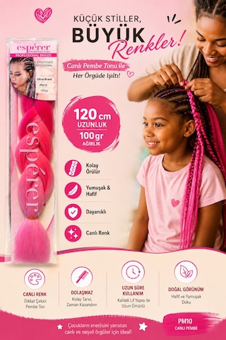 Premium Afrika Örgüsü Saçı 120 Cm 100 Gr - Ombre Koyu Pembe-açık Pembe