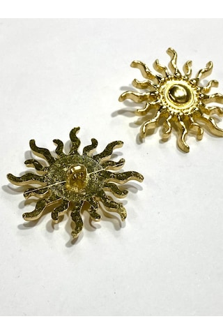 Desenli Metalize Büyük Boy / Aksesuar Düğme / 2'li Set / 3.8 Cm / Dec01